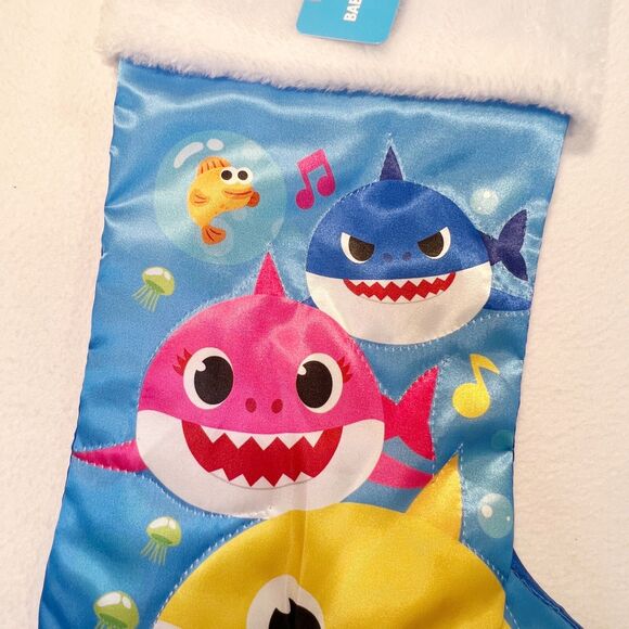 Baby Shark Christmas Nickelodeon Pinkfong Yellow Blue Pink Blue Stocking 18 In. - Picture 4 of 5